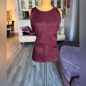 Ann Taylor Large Faux Suede Wine peplum top